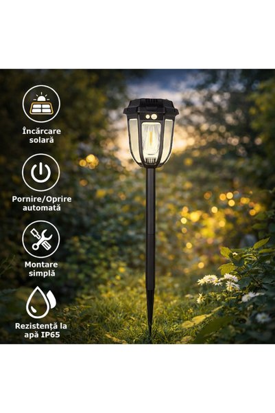 MODALITE Lampa solara cu senzor de miscare, LED 1200lm,Rezistenta la apa, 3 m...