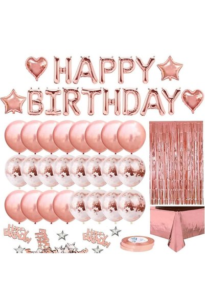 AQUAFALCON Birthday Balloons, Party Decorations, Tassel Curtains, Aluminum fo...