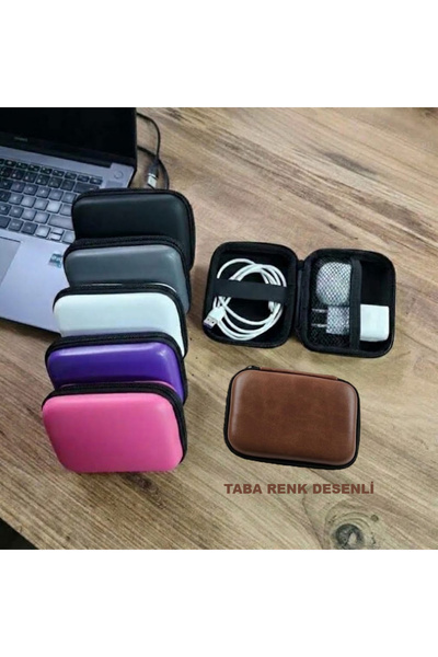Organizer Mini Çanta, Şarj Aleti, Mini Kulaklık, Kablo, Bellek, SD Kart Taşıma Çantası (Renk Gri)