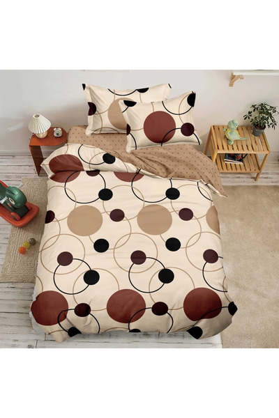 decorami Bed linen 1 PERSON, FINE, 4 pieces, Brown, polka dots
