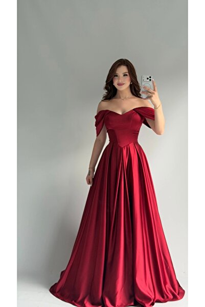 ayşenur Dinçer butik Fallon Prenses Abiye Bordo
