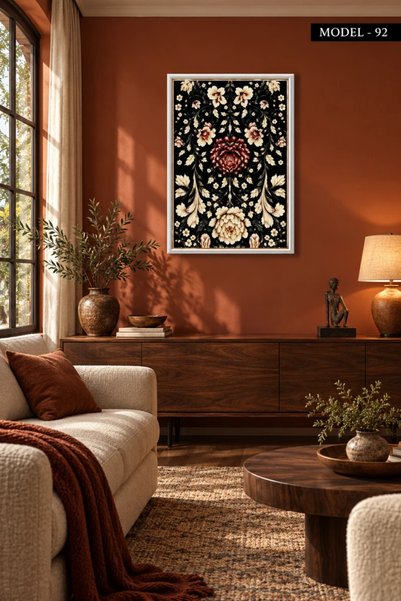 Akıllı Kağıt Yapışkanlı Keçe Tablo - Poster Çiçek (Model- 92)