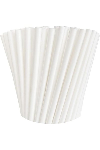 TERRIFI 100 Pack White Biodegradable Paper Straws, Eco-Friendly Disposable St...