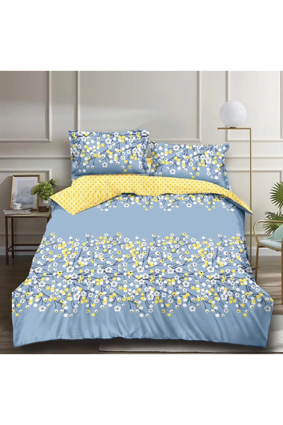 decorami Bed linen 1 PERSON, FINE, 4 pieces, Baby blue, poppy
