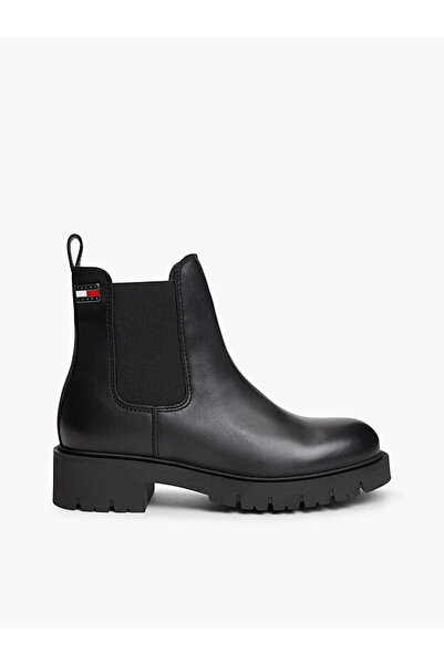 Tommy Hilfiger Kadın Hakiki Deri Yanları Lastikli Tırtıklı Tabanlı Logo Plaka...