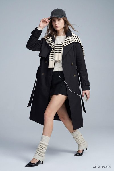 Rays Trench oversize cu nasturi dubli 277 Negru
