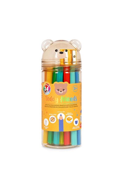 Legami Σετ 24 μολυβιών χρωματισμού με ξύστρα - Teddy Friends