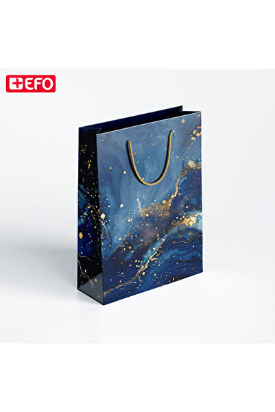 EFO Τσάντα Δώρου +EFO 18x22εκ. Μαρμάρινο Μπλε
