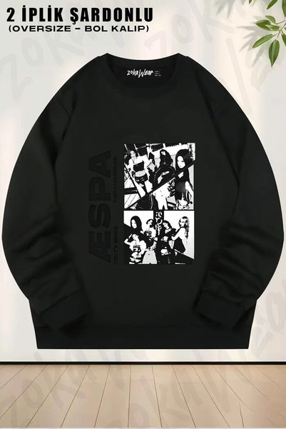ZOKAWEAR Aespa K-Pop Printed Crew Neck Sweatshirt