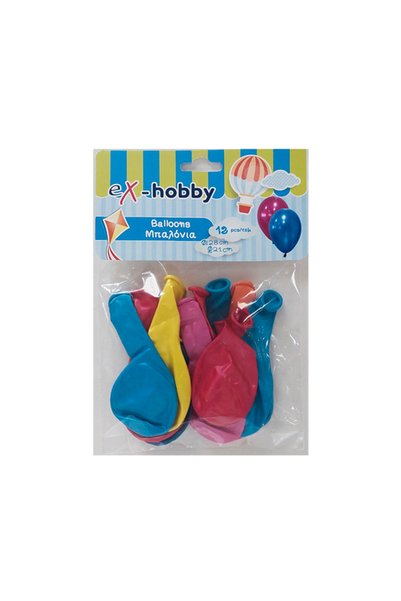 EX Hobby eX-HOBBY ΜΠΑΛΟΝΙΑ 21-28εκ. ΜΕΤΑΛΛΙΚΑ ΠΟΙΚΙΛΙΑΧΡΩΜΑ 12 τεμάχια 401492