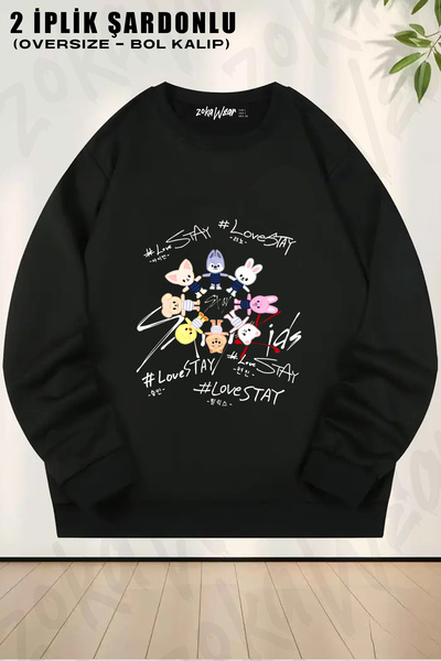 ZOKAWEAR Stray Kids Skzoo Elele K-Pop Music Group Printed Crew Neck Sweatshirt