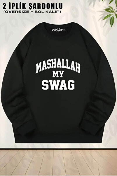 ZOKAWEAR Mashallah My Swag Printed Crew Neck Sweatshirt