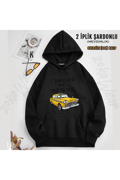 ZOKAWEAR Trip to Nyc Printed Hooded Sweatshirt