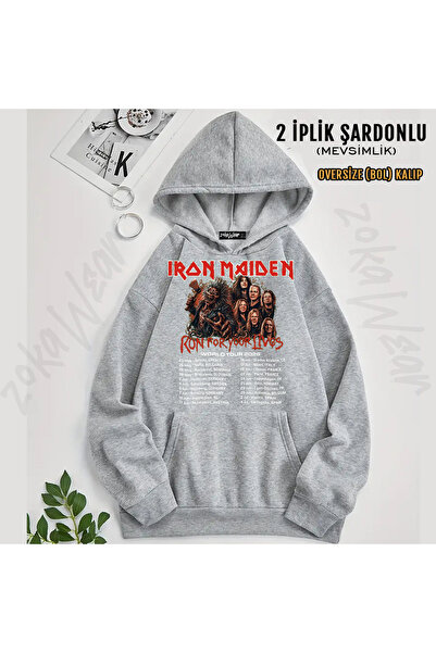 ZOKAWEAR Iron Maiden Metal Music Tour Printed Hooded Sweatshirt