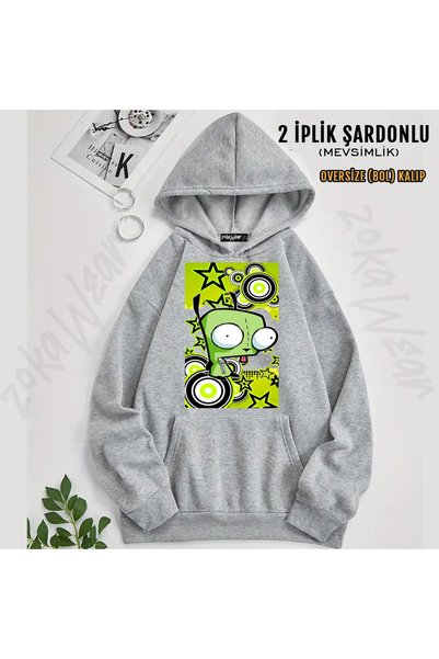 ZOKAWEAR Invader Zim V1 Printed Hooded Sweatshirt