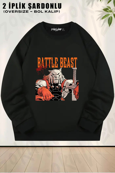 ZOKAWEAR Invincible Battle Beast Printed Crew Neck Sweatshirt