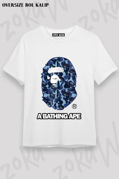 ZOKAWEAR Bathing Bape Blue Camouflage Printed T-Shirt