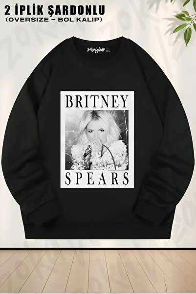 ZOKAWEAR Britney Spears Triple Printed Crew Neck Sweatshirt