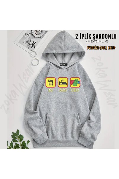 ZOKAWEAR Space Lego Building Blocks Caricature Printed Hooded Sweatshirt