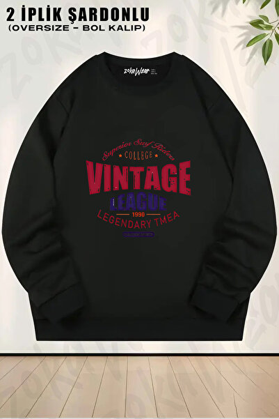 ZOKAWEAR Vintage Printed White Crew Neck Sweatshirt