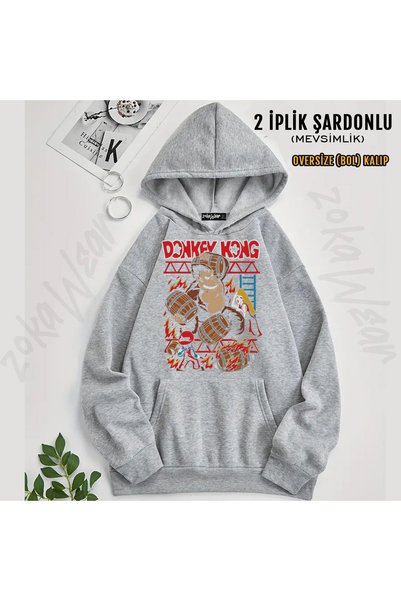 ZOKAWEAR Donkey Kong Retro Arcade Printed Hooded Sweatshirt