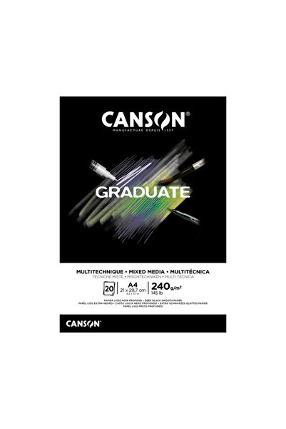 Canson Graduate Μικτές Μέσες Μαύρο A4 240gsm 20 Φύλλα Μπλοκ