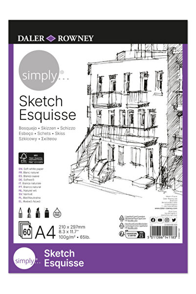 Daler Rowney Απλά Σχεδιαστικό Τετράδιο A4 100γρ 60 Φύλλα