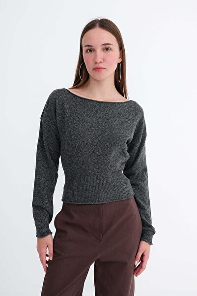 Addax Boat Neck Knitwear Sweater T10340