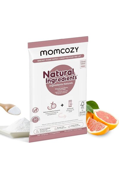 Momcozy مناديل تنظيف طبيعية لمضخة الثدي لتنظيف الأجزاء أثناء التنقل، 30 قطعة،...