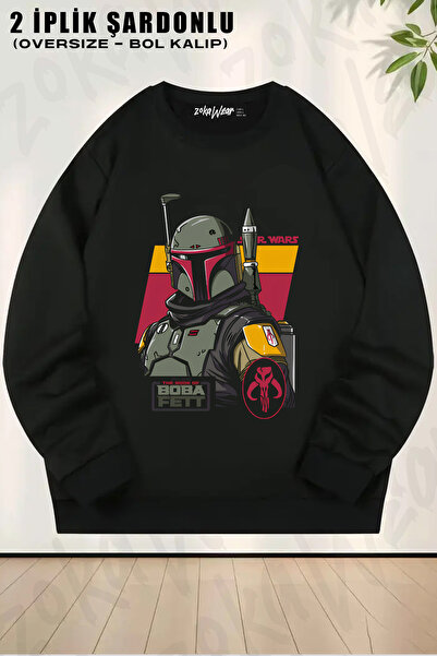 ZOKAWEAR Star Wars Boba Fett Printed Crew Neck Sweatshirt