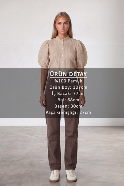 Trend Alaçatı Stili Kadın Kahverengi Yüksek Bel 5 Cepli Denim Pantolon Alc-X15724