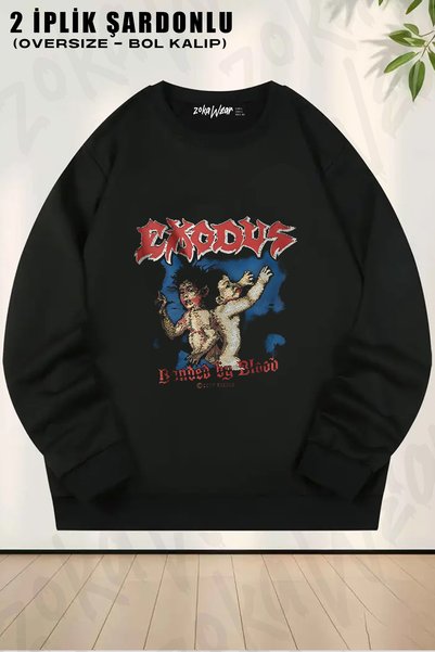 ZOKAWEAR Hanorac cu imprimeu „Bonded Exodus” la decolteul rotund la baza gâtului