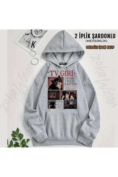 ZOKAWEAR Tv Girl Printed Hooded Sweatshirt