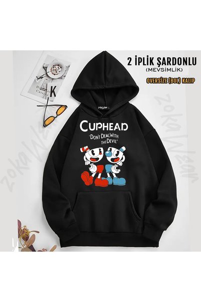 ZOKAWEAR Φούτερ με κουκούλα και τύπωμα Cuphead
