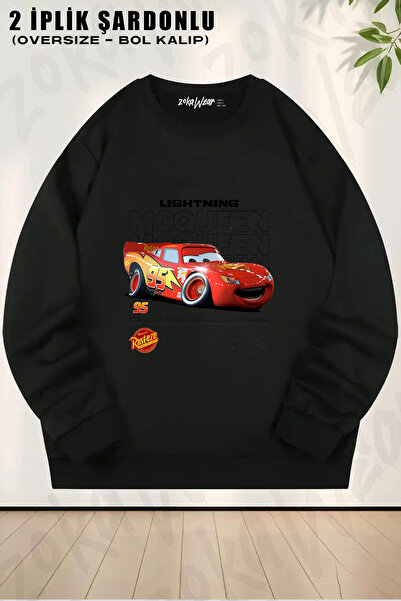 ZOKAWEAR Lightning Mcqueen Back Printed Crew Neck Sweatshirt