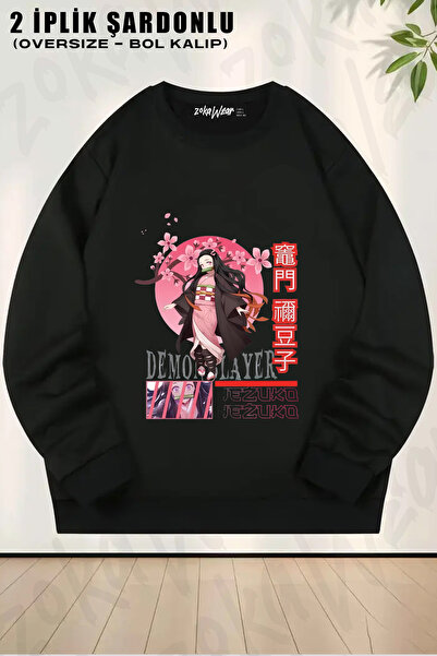 ZOKAWEAR Demon Slayer Nezuko Designed Printed Crew Neck Sweatshirt