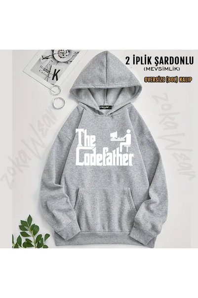 ZOKAWEAR The Codefather Godfather Computer Code Pirate Printed Hooded Sweatshirt