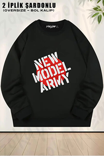 ZOKAWEAR Logo Rock New Model Army Printed Crew Neck Sweatshirt