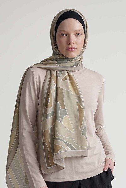 Levidor Mosaic Pattern Olera Shawl Oil Green