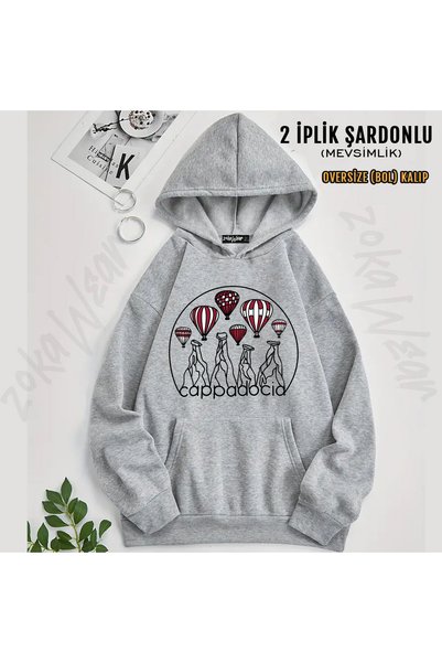ZOKAWEAR Cappadocia Nevsehir Peri Pacalari Cappadocia Printed Hooded Sweatshirt