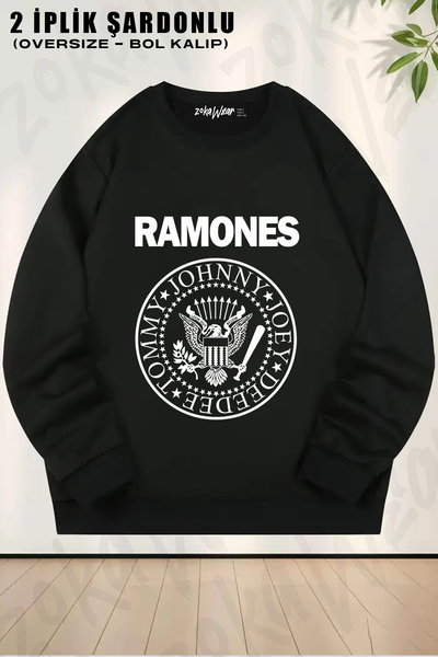 ZOKAWEAR Logo Ramones Printed Crew Neck Sweatshirt