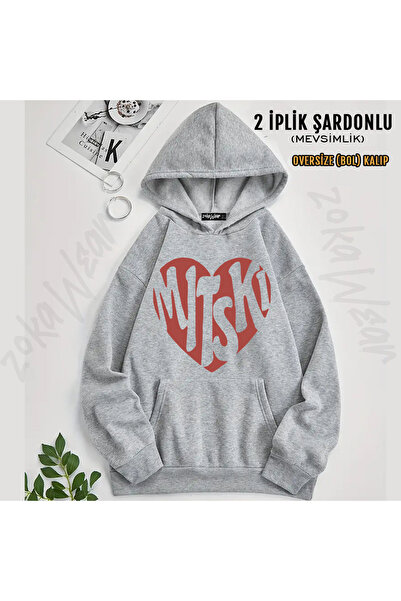 ZOKAWEAR I Love Heart Mitski Printed Hooded Sweatshirt