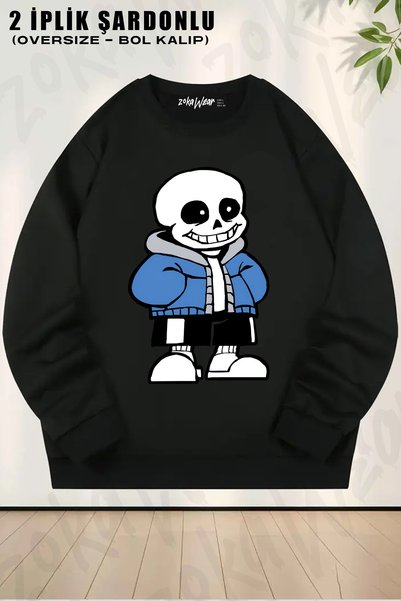 ZOKAWEAR سويت شيرت برقبة دائرية مطبوع عليه Undertale Sans v29