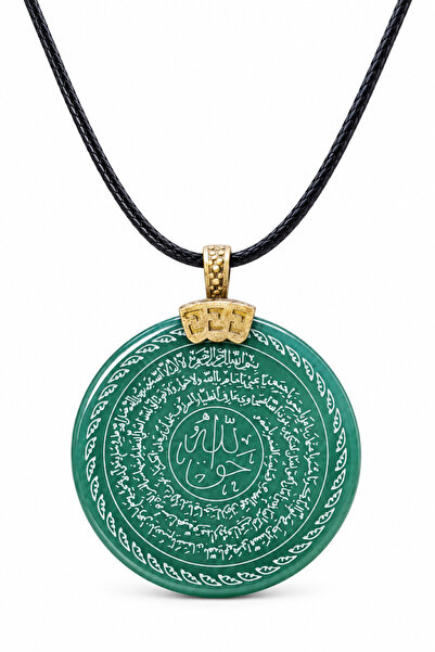 AYDESİA Green Agate Stone Natural Stone Pendant with Hakkani Seal and Na'L-I ...