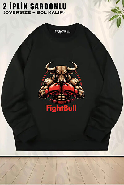 ZOKAWEAR Boksor Boga Fightbull Printed Crew Neck Sweatshirt