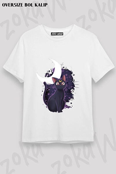 ZOKAWEAR Luna Cat Sailor Moon Moon Guardian Printed T-Shirt