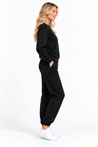 Machi 3-Piece Women's Tracksuit Set Crew Neck Top and Bottom with Soft Fleece Inside Smoked Gray Brown Black Stone