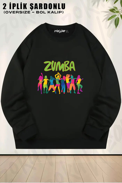 ZOKAWEAR Ask Zumba Dance Graphic Printed Crew Neck Sweatshirt