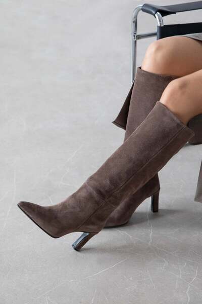 STRASWANS Crown Women's Genuine Leather Suede Boots Mink