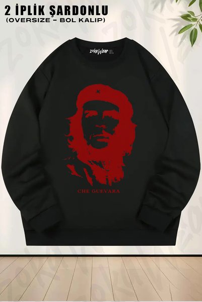 ZOKAWEAR Che Guevara Red Printed Crew Neck Sweatshirt